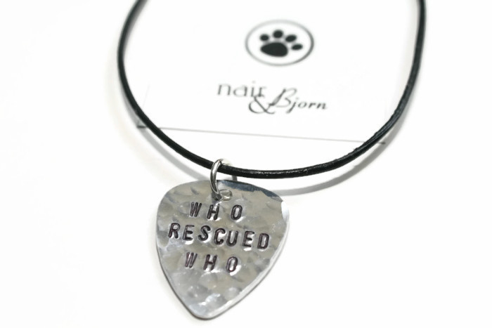 Guitar Pick Unisex Necklace Guitar Pick Unisex Necklace: Who Rescued Who
