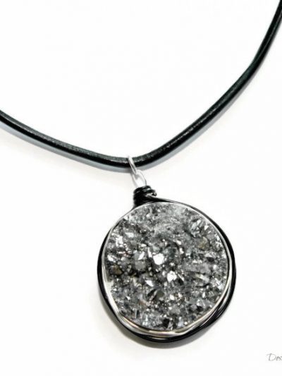 Pendentif Cœur Tricolore En Cristal Druzy électroformé Argent BUTW - Collier 5355K Neuf