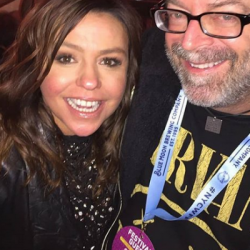 Rachael Ray's makeup artist, Joe Simon wearing our 4 Legs Move Our Soul Necklace with Rachael Ray.