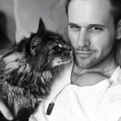 Actor, Dan Amboyer wearing our Property or My Cat Necklace